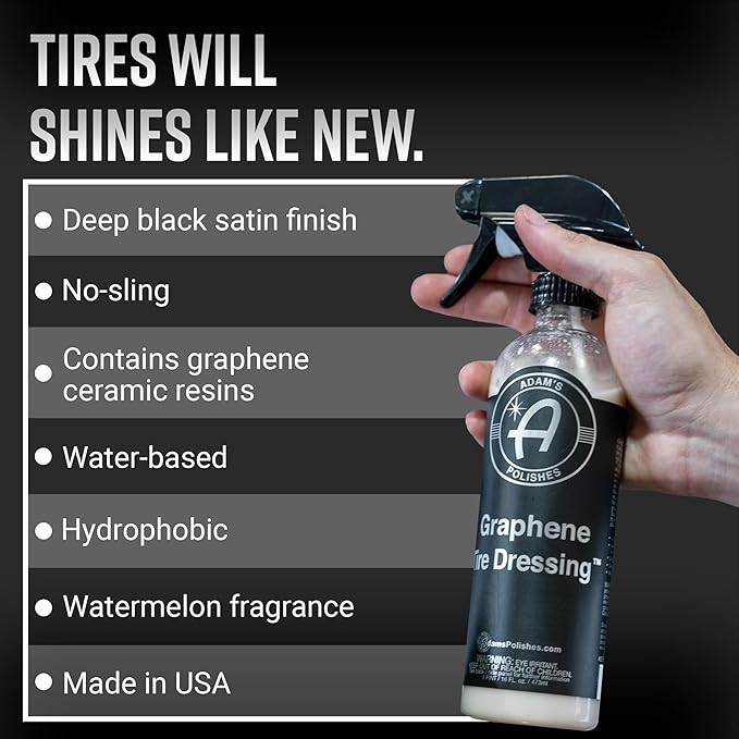 Adam's Polishes Graphene Tire Dressing - Deep Black Finish W/Graphene Non Greasy Car Detailing | Use W/Tire Applicator After 