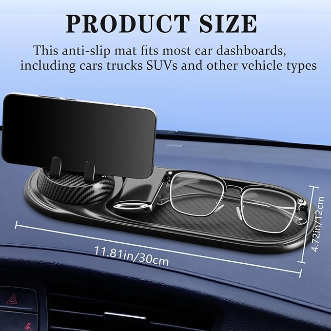 3-in-1 Multifunctional Car Anti-Slip Mat, 360° Rotating Phone Holder with Hidden Parking Number Plate, PVC Dashboard Mat, Fit