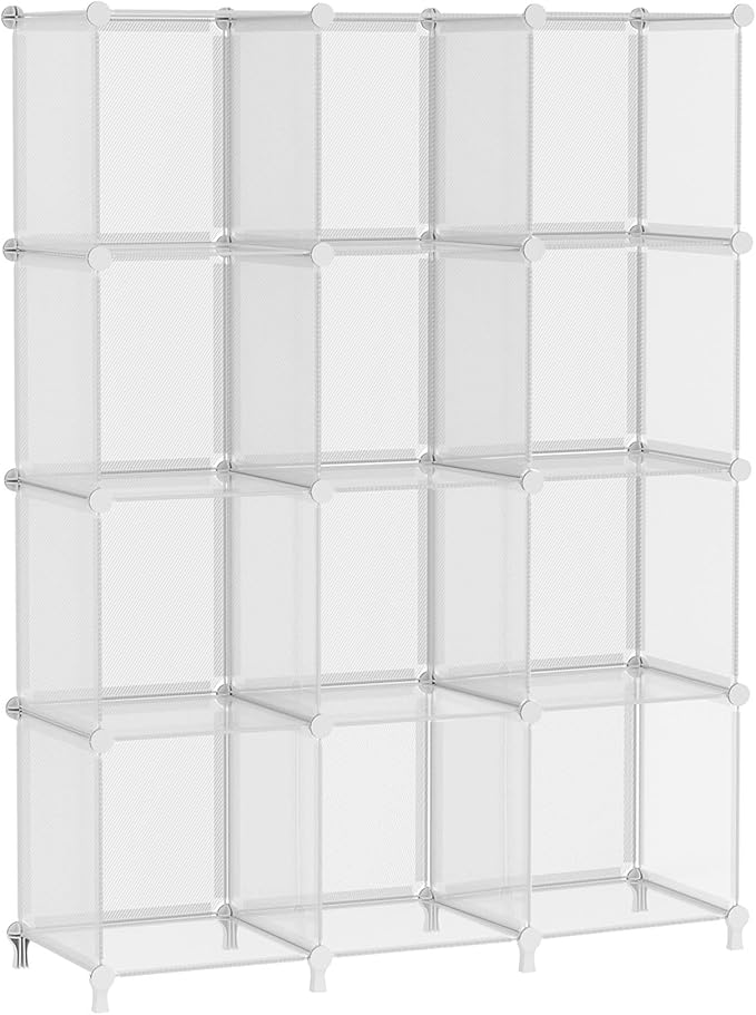 AWTATOS Cube Storage Organizer, Closet Organizers and Storage, 12 Cube Shelves Bookshelf, DIY Stackable Plastic Clothes Organ