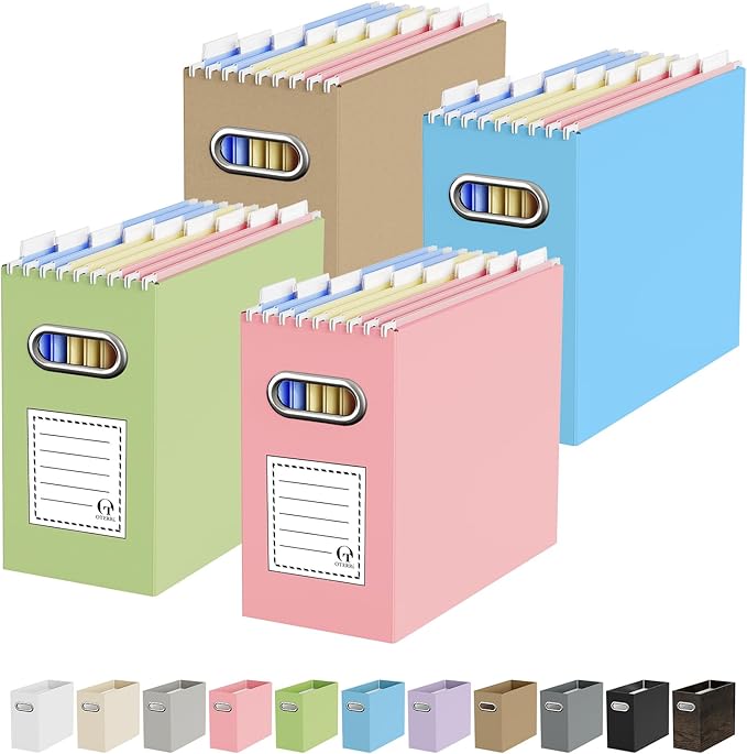 Oterri Cardboard File Organizer Box for Hanging File Folders Letter Size,File Box for Computer Desk,File Cabinet,Working Home