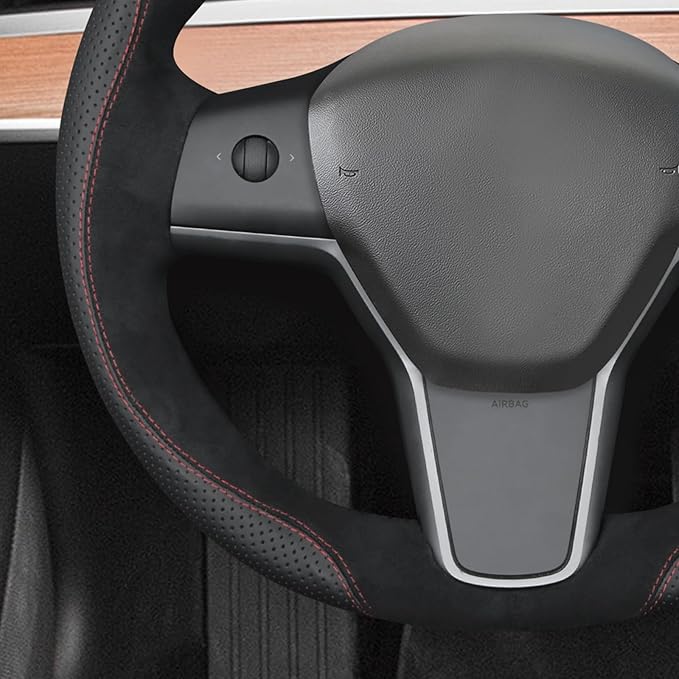 MEWANT Hand Stitched Steering Wheel Cover for Tesla Model 3 2017-2023 / Model Y 2020-2023 for Tesla Model 3/Y Accessories