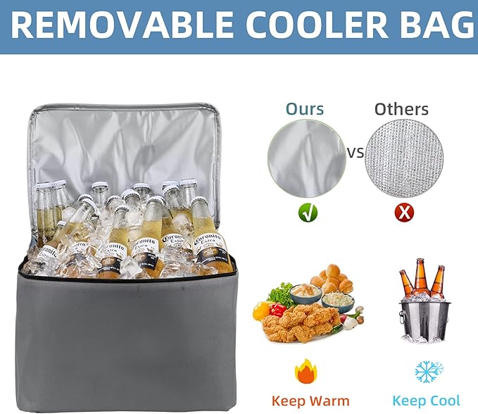 Large Trunk Organizer with Removable Cooler Bag-Collapsible Durable Multi Compartments w/ Foldable Cover, Non Slip Bottom Car