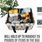 Extra Large Utility Tote Bag - Oversized Collapsible Tote with Wire Frame, Durable Reusable for Beach, Groceries, Laundry, Car Trunk, Storage and Travel - Includes 5x7 Bag with Hook - Cactus