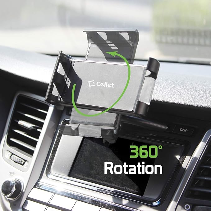 Cellet Car CD Slot Tablet Holder Mount, and Smartphones Compatible for iPad, Air, Pro, mini, Galaxy Tab, Kindle Fire, Surface, Nintendo Switch, Chromebook, iPhone, Samsung Galaxy, Moto, Google Pixel