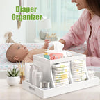 Diaper Caddy Organizer, Changing Table Organizer, Wooden Diaper Organizer for Nursery, Baby Diaper Storage Organizer with Rem