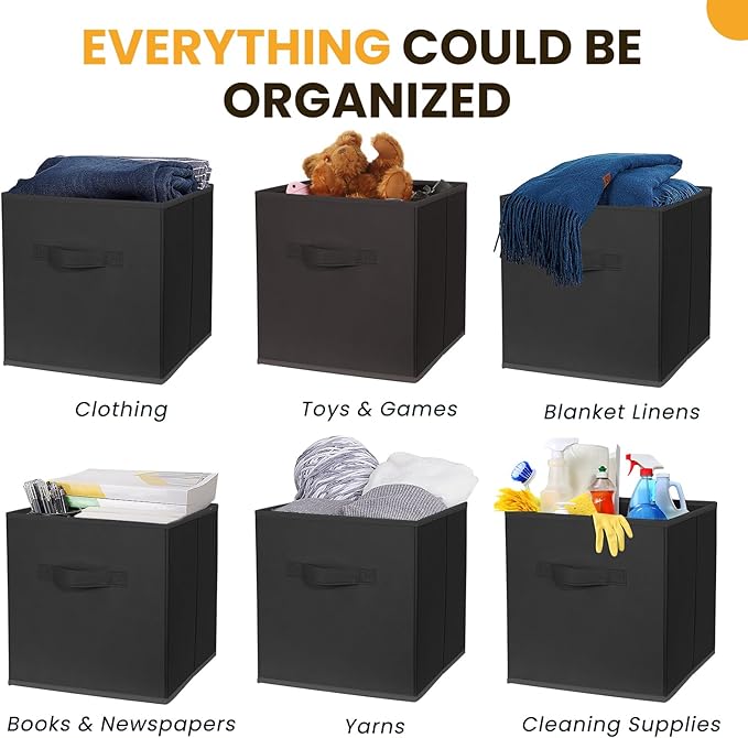 Large Storage Cubes- 13 Inch Cube Storage Bins for Organizing Shelves Kallax - Nursery Closet Organization Bins for Clothes B