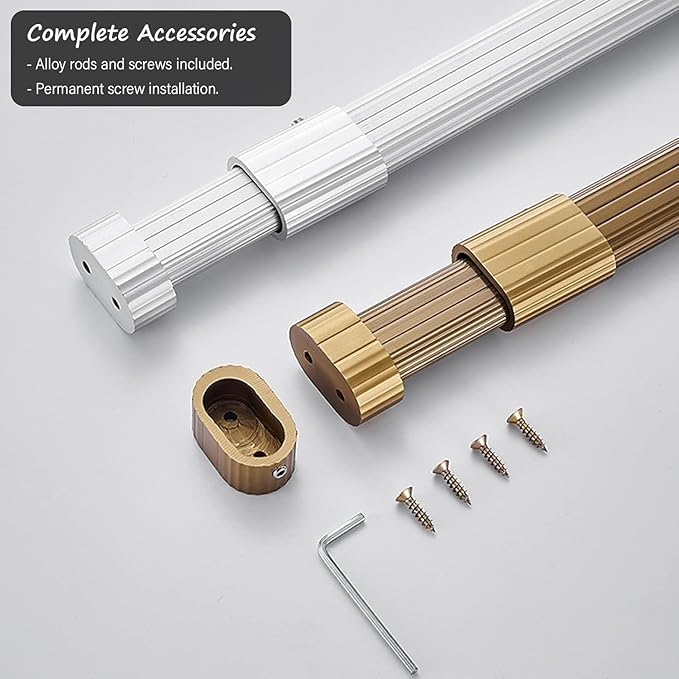 Closet Wardrobe Extender Rail Clothes Hanging Pole 16-25 Inches/ 23-39 "/ 33-59 in, Wall Mounted Tension Bar Support with Cap