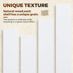 Floating Wall Shelf 16x6.8x1.7 Inch – Solid Wood Shelf in White Finish – Wall Mounted Rustic Display Organizer for Bathroom, 
