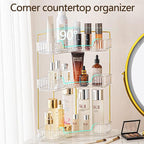 shuang qing 3-Tier Corner Bathroom Counter Organizer – Storage Shelf for Makeup, Perfume & Skincare, Space-Saving Countertop 