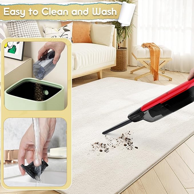 Handheld Vacuum Cordless,15KPA High Power Suction,USB Quick Charge,Car Vacuum Cleaner with Storage Dock,Lightweight Rechargea