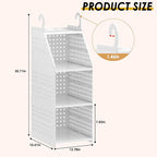 Honkazita 3-Tier Foldable Closet Hanging Organizer, Free-Standing | Hanging Closet Shelves for Wardrobe Laundry Room, Plastic