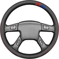 MEWANT USA 250th Anniversary Embroidered Hand Stitch Steering Wheel Cover for Chevy Silverado 1500 2003-2006 1500 Classic 2007 2500HD Classic 3500 Black Artificial Leather Steering Wheel Wrap