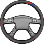 MEWANT USA 250th Anniversary Embroidered Hand Stitch Steering Wheel Cover for Chevy Silverado 1500 2003-2006 1500 Classic 2007 2500HD Classic 3500 Black Artificial Leather Steering Wheel Wrap