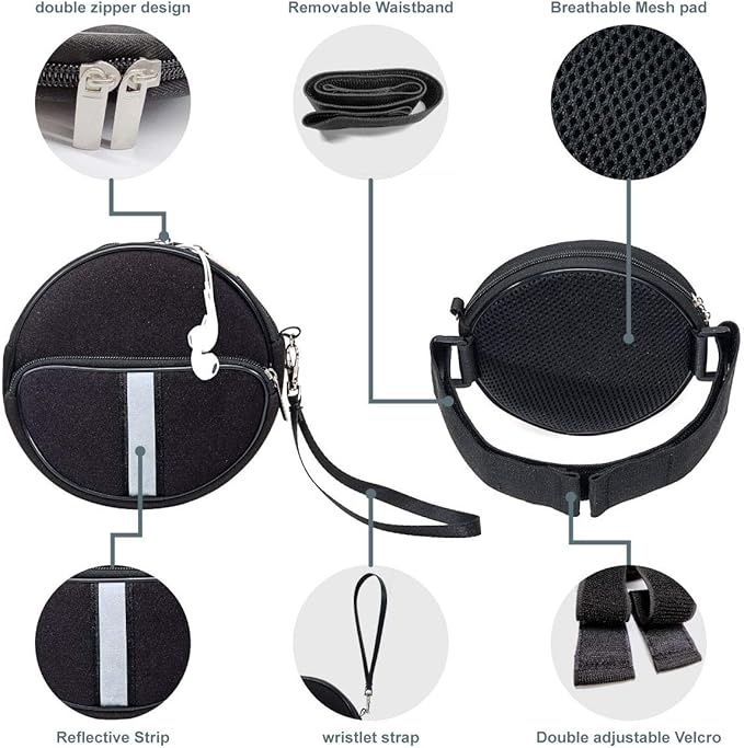 Portable CD Player Holder with CD Case, Water Resistant Fanny Pack with Wrist Strap for Women & Men (6.5inch).