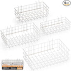 INCLY 4 Pack Pegboard Baskets Bins Set, 4 Size Square Style Metal White Wire Basket for Any Peg Board Organizing Tools, Pegbo