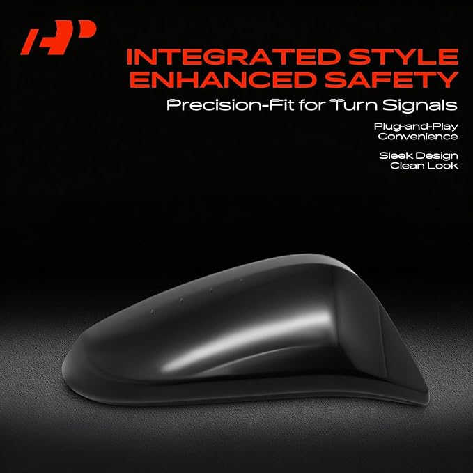A-Premium Passenger Side Rearview Mirror Cover Cap - Compatible with Toyota Highlander 2014-2019 - Smooth Black, with Turn Signal Hole