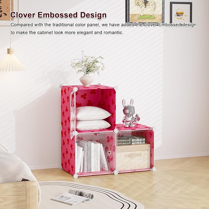 C&AHOME Cube Storage Organizer with Doors, 3-Cube Shelves, DIY Plastic Modular Bookshelf, Closet Clothes Storage Shelving Ide