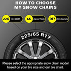 Auto Tightening Snow Chains for Car, SUV & Pickup Trucks – 1-Min Quick Install, Reusable Emergency Tire Chains for Snow & Ice
