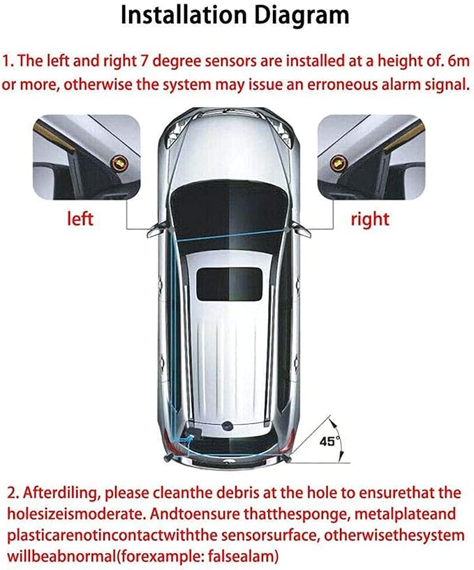 Auto Auxiliary Monitoring,24GHZ Blind Spot Detection Ultrasonic Sensor Kit Rear Cross Traffic Alert System for Car