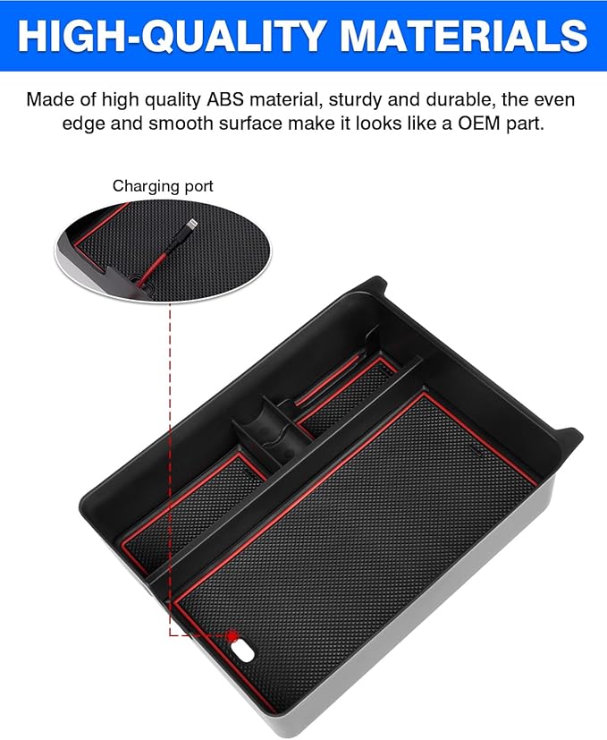 Autorder Center Console Organizer for 2023-2026 Honda Pilot,2024-2026 Ridgeline/Passport Accessories Armrest Storage Box Secondary Insert Tray with 2 Color Mats