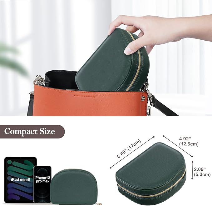 ProCase Travel Size Jewelry Box, Medium Portable Seashell-Shaped Jewelry Case, 2 Layer Jewelry Organizer in PU Leather for Wo