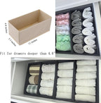 Bructhun Drawer Organizer Set of 4 Beige - Fabric Storage Bins for Clothes, Underwear, Socks & Bras - 11" Dresser Dividers fo