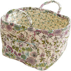 Boho Fabric Storage Basket, Large Capacity Laundry Basket, 12.2'' x 10.23'' x 10.23'' Collapsible Laundry Hamper with Easy Ca
