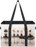 Reusable Grocery Bags Heavy Duty Shopping Bags Foldable Large Tote Bags with Long Handles & Hard Bottom