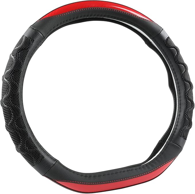 GIANT PANDA Steering Wheel Cover for Nissan Altima Rogue - Car Steering Wheel Cover for Nissan D Shape(Red-D-Shaped)