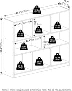 Furinno DALY Book Shelf, 8-Cube Bookshelf, Horizontal Cube Storage Organizer Bookcase, 10.9 x 47.2 x 39.4, for Living Room, B
