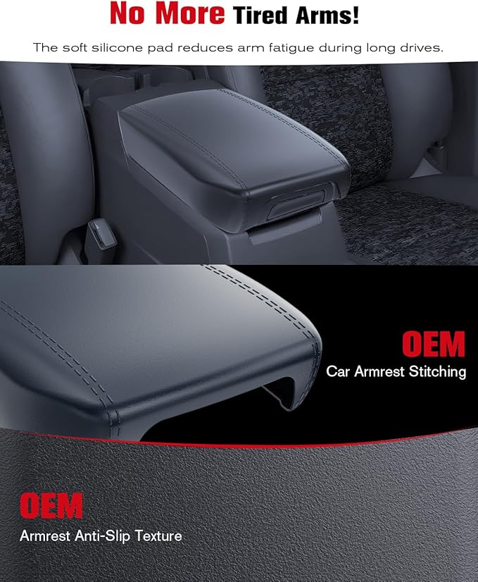 for 2023~2026 Chevy Colorado& GMC Canyon 2-in-1 Silicone Center Console Armrest Cover& Armrest Hidden Privacy Tray - [OEM Design& Friendly Liquid Silicone Rubber] - Thin Black