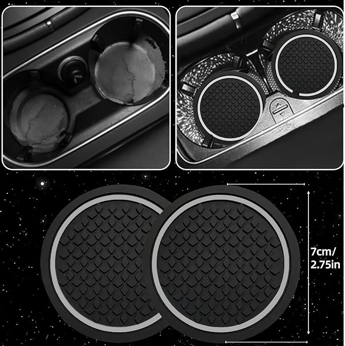 NBTEPEM 6 PCS Car Steering Wheel Cover Set, Microfiber Leather Steering Wheel Covers Universal 14.5-15 inch, Center Console Cover, Seat Belt Cushion, Cup Coaster, Car Accessories Set Black Gray