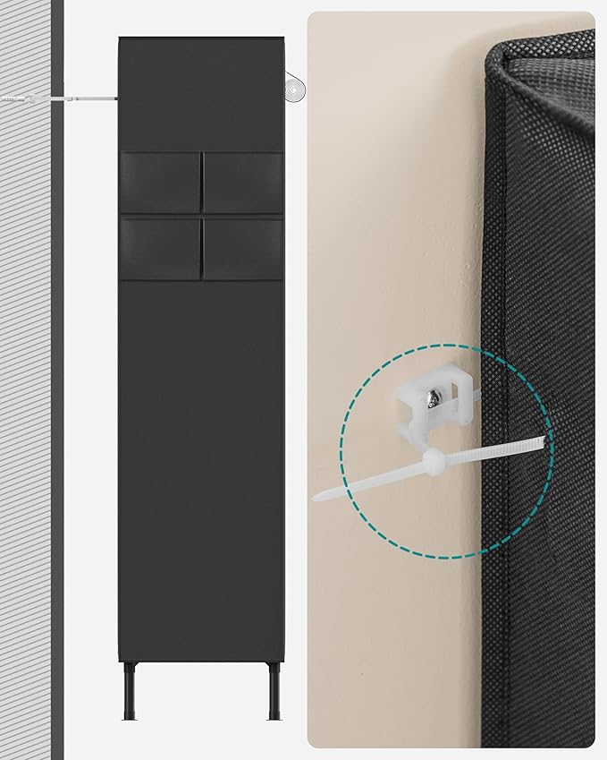 SONGMICS Wardrobe Closet, 65 Inch Heavy Duty Portable Closet, Freestanding Closet Organizer, Clothes Rack with Cover, 2 Hangi