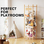 SpaceAid Stuffed Animal Storage Organizer, Wood Animals Zoo Toy Plushies Storage Holder, Large Capacity Plush Toy Cage for Pl