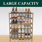 Smiry Bamboo Shoe Rack 6-Tier, Stackable Wooden Shoe Organizer for Entryway & Closet, Free Standing Wood Shoe Storage Shelf f
