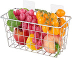 JUNCHU CHERRY 2 Pack Hanging Storage Basket, Bathroom Basket, Household Goods, with Traceless Tape, no Drilling, for Cabinet 