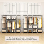 MOGELAFOO 67 Inch Portable Closet Wardrobe for Hanging Clothes, Wardrobe Closet with Cover, 4 Hanging Rods and Side Pockets, 
