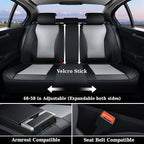 Coverado Car Seat Covers Full Set, Black Gray Seat Covers for Cars, Waterproof Nappa Leather Automotive Seat Covers with Lumb