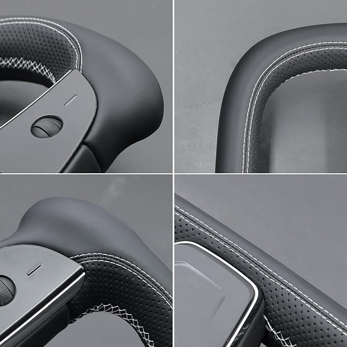 MEWANT Hand Stitched Tesla Model S Yoke Steering Wheel Cover Wrap for Tesla Model S 2021-2023 / Model X 2021-2023 Tesla Yoke Steering Wheel Accessories