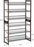 SONGMICS Shoe Rack, 6-Tier Shoe Organizer, Metal Rack for Garage, Set of 2, 3-Tier Stackable Shelf, with Adjustable Flat or A