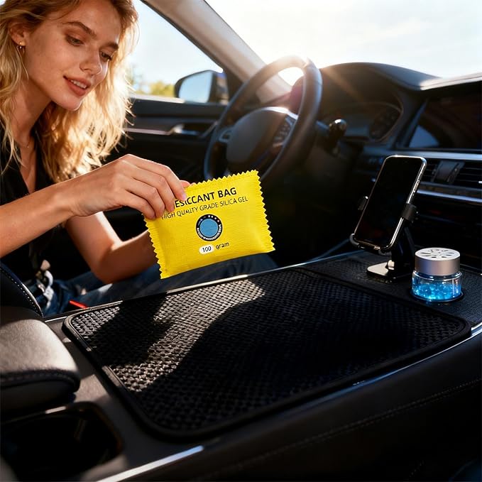 Portable Car Moisture Absorber, Silica Gel Dehumidifier Packs, Compact Fast Reactivating Design for Humidity Control, Leak Pr