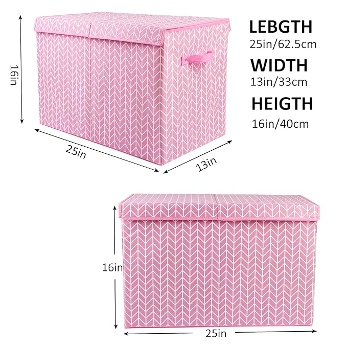 Mayniu Large Toy Storage Box Chest for Girls Kids, Sturdy Toy Box Bin Organizer Baskets with Lid for Living Room, Nursery, Cl