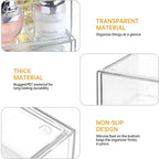 PAVSTINE Medicine Cabinet Organizer 3 Pack, Plastic Stackable Storage with 2 Drawers, Bathroom Mirror Cabinet Organizer with 