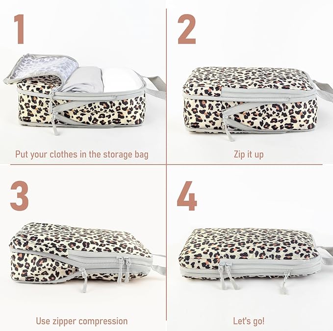 4 Set Compression Packing Cubes For Travel Bags Organizer For Luggage Suitcase Organizer, Compression Bags For Travel Accesso