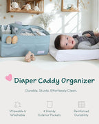 Lily Miles Baby Diaper Caddy Organizer, Wipeable Diaper Organizer Basket with 8 Pockets for Newborn Essentials, Nursery Tote 