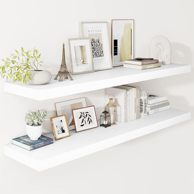 Vivelove 2" Thick Floating Shelves, 47.2 Inch X 12 Deep Shelves for Room Wall Mounted, Floating Shelf for Living Room Bedroom