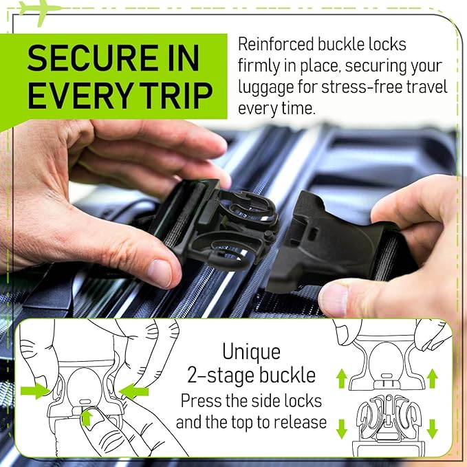 Untethered Luggage Straps | TSA-Approved Suitcase Belts with Heavy-Duty Buckles. Secure Adjustable Travel Accessories for Che