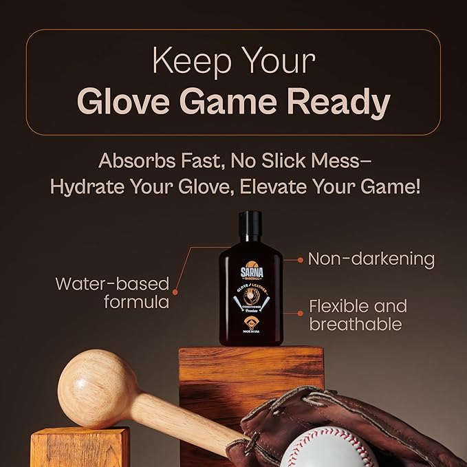 SARNA BASEBALL Glove Leather Conditioner - Use on Baseball Gloves, Softball Gloves, and Other Leather Sports Equipment - Made