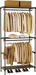 CASAMAYA Clothes Rack, Portable Closet, 27.6 Inch Wardrobe Closet, Clothes Storage Organizer with Shelves and 2 Hanging Rods,