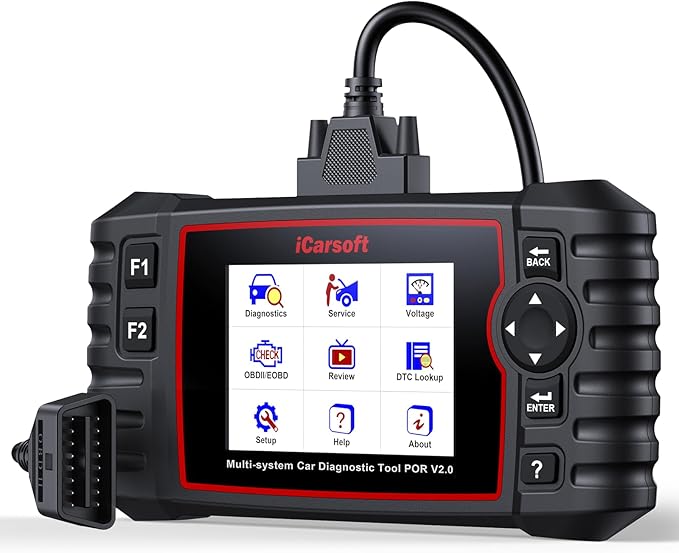 iCarsoft POR V2.0 fit for Porsche/Cayenne/911 Full Systems Diagnostic Scan Tool, OBD2 Scanner with 8 Resets, Live Data, Battery